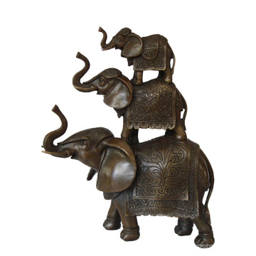 Animal Brass Statue Elephant Family Decoration Bronce Escultura Tpy-069